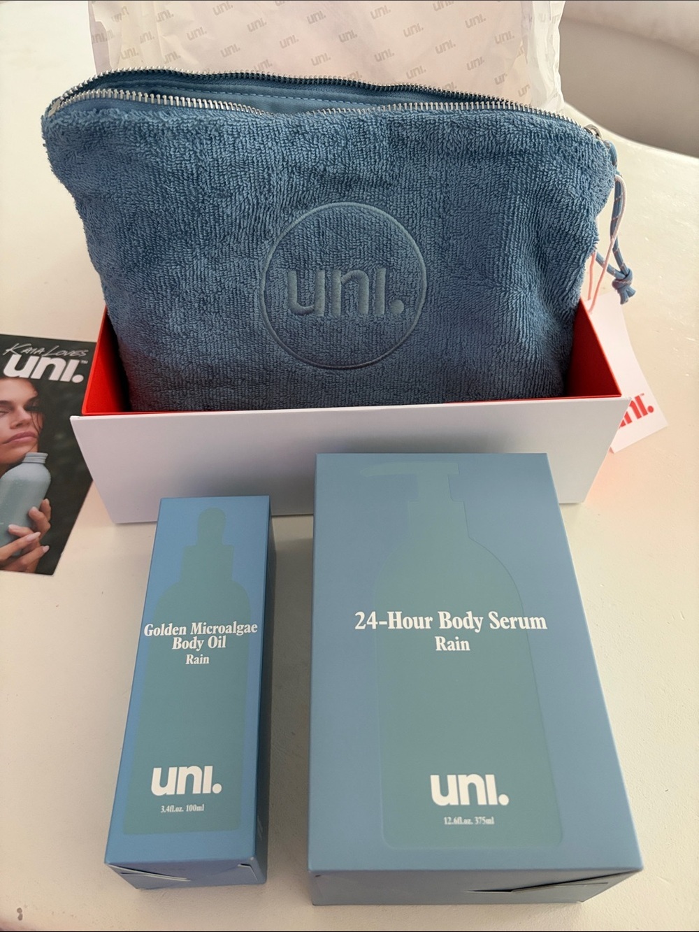 UNI rain body serum and body oil